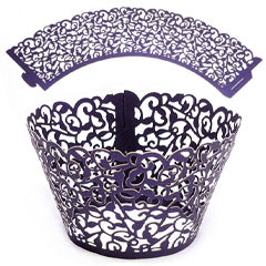 Ivy Pearl Dark Purple Lace Cupcake Wrappers 12pcs