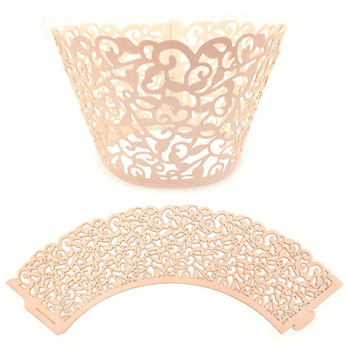 Ivy Pearl Rose Pink Lace Cupcake Wrappers 12pcs