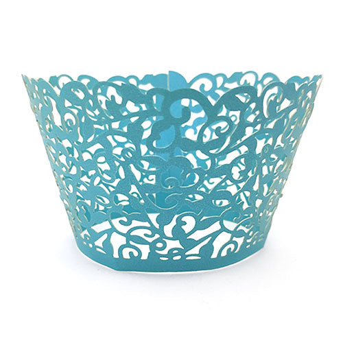 Ivy Pearl Turquoise Lace Cupcake Wrappers 12pcs