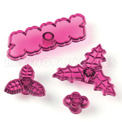 JEM Cutters Cupid Rose, Holly and Berries Cutters 4pcs