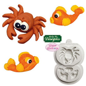 Katy Sue Sugar Buttons Crab & Fish Silicone Mould
