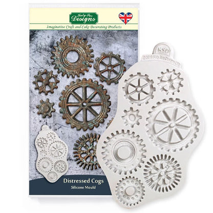 Katy Sue Distressed Cogs Silicone Mould