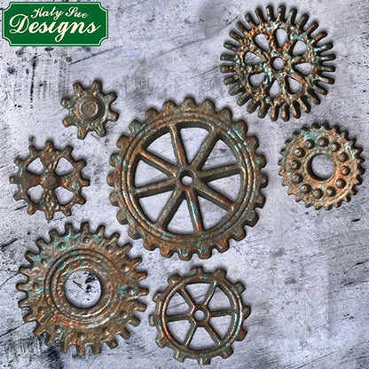 Katy Sue Distressed Cogs Silicone Mould