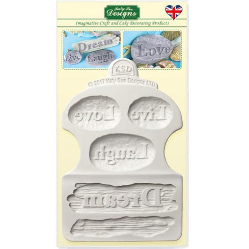 Katy Sue Dream Driftwood and Word Stones Silicone Mould