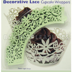 PME Lace Cupcake Wrapper Floral Light Green 12pcs