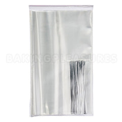 Large Cake Pop Cello Bags w Silver Ties 50pcs