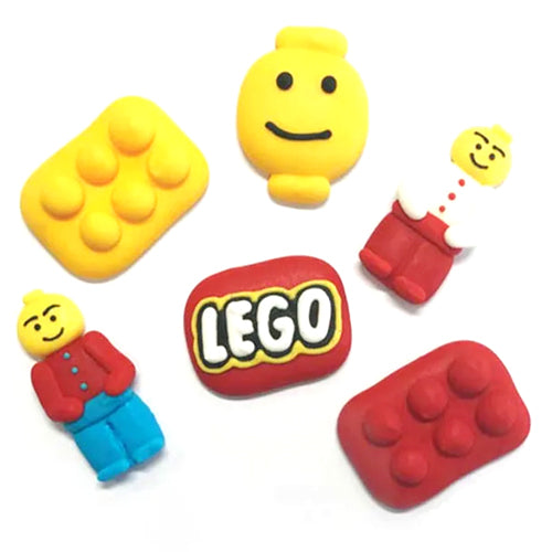 Edible Cupcake Toppers Decorations Lego 6pcs