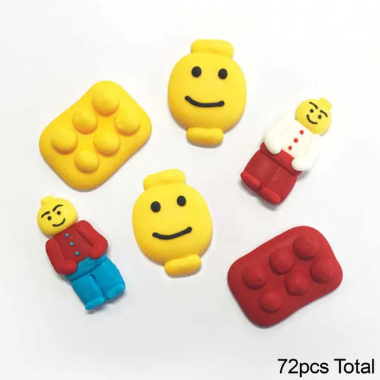 Edible Cupcake Toppers Decorations Lego Bricks 72pcs BULK
