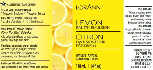 Lorann Baking Emulsion Lemon Natural 4oz