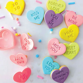 Love Heart Messages Cookie Cutter Embosser 11pcs
