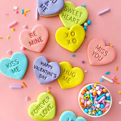 Love Heart Messages Cookie Cutter Embosser 11pcs