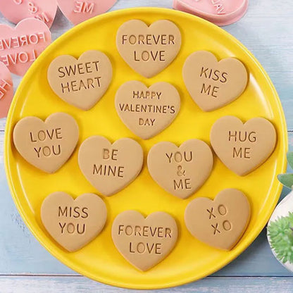 Love Heart Messages Cookie Cutter Embosser 11pcs