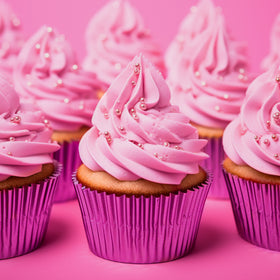 Medium HOT PINK Foil Baking Cups (50 pack) - 44mm Base