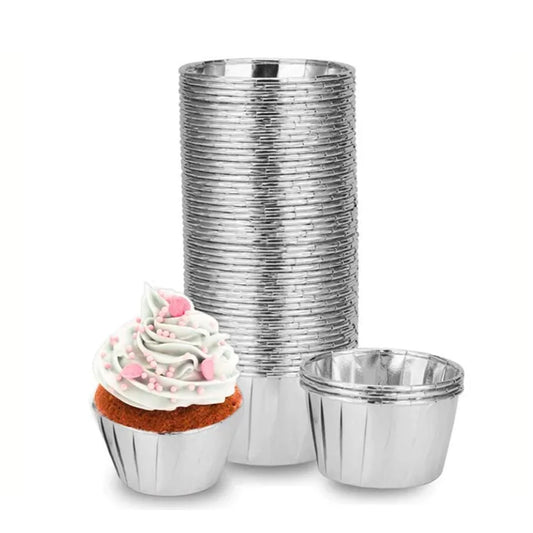 Metallic Cupcake Liners Silver 50pcs