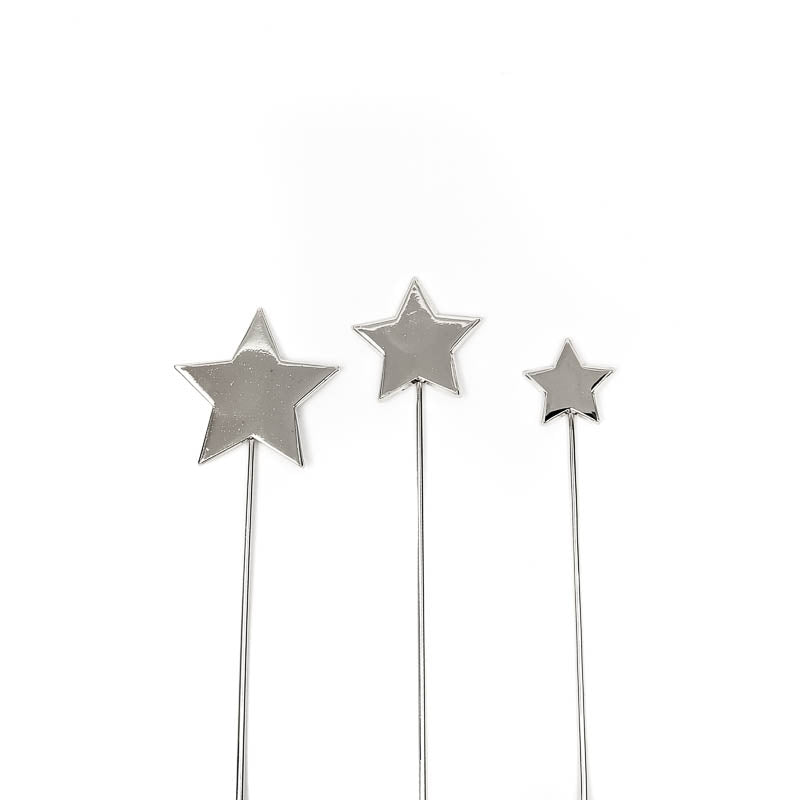 SILVER Metal Cake Topper - STARS