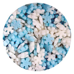 Mini Blue & White Christmas Snowflake Sprinkles 80g