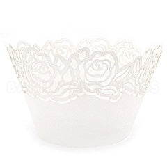 Mini Rose Pearl White Lace Cupcake Wrappers 12pcs