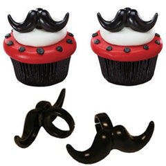 Mustache Cupcake Rings 12pcs