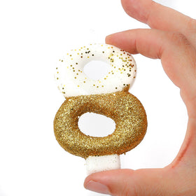 8cm GOLD Glitter Dipped Candle - NUMBER 8