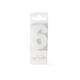 Mini Glitter Candle WHITE - Number 6