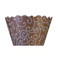 Olivia Swirl Blue/Chocolate Cupcake Wrappers 12pcs