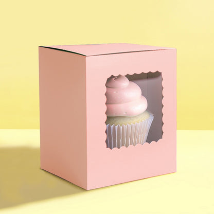 Papyrus Scalloped Tall Cupcake Box Pink 6pcs