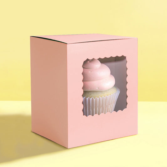 Papyrus Scalloped Tall Cupcake Box Pink 6pcs
