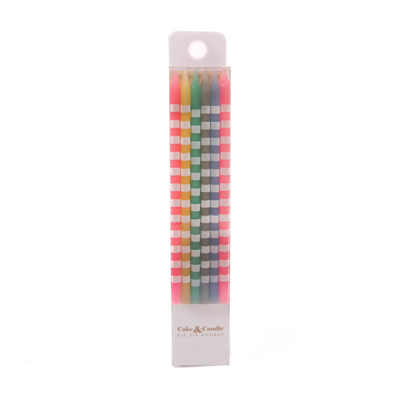 PASTEL STRIPED Cake Candles (Pack of 12)