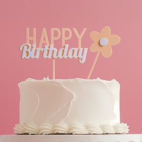 Milkshake Happy Birthday Pastel Yellow Caramel Cake Topper