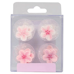 Pink Flower Edible Cupcake Toppers 12pcs