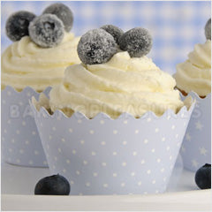 Polka Dot Blue Reusable Cupcake Wrappers 12pcs