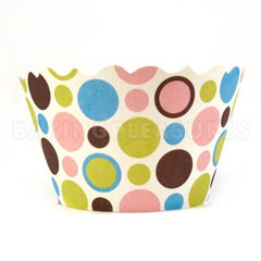Polkadots Brown/Green/Blue/Pink Cupcake Wrappers 12pcs