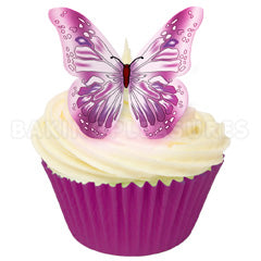 Purple & Pink Edible Wafer Butterflies 12pcs