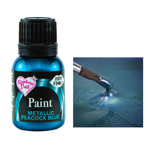 Rainbow Dust Metallic Peacock Blue Food Paint 25ml