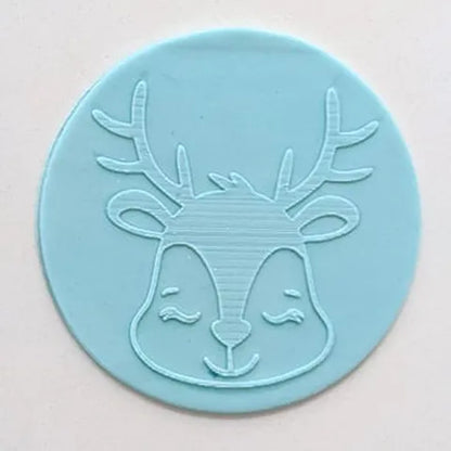 Cookie Debosser Stamp | Christmas Reindeer Face