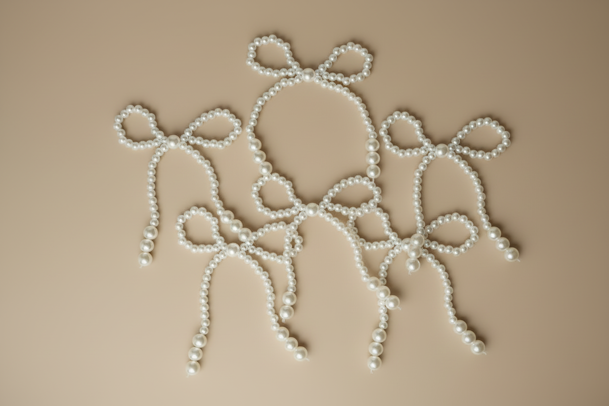 Cake Cupcake Toppers | Pearl Ribbon Bows (5 Pack)