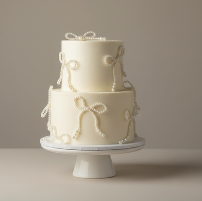 Cake Cupcake Toppers | Pearl Ribbon Bows (5 Pack)