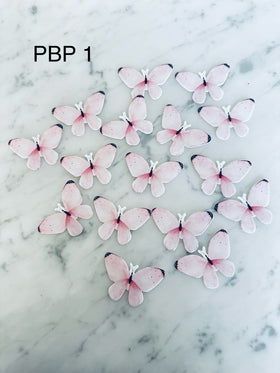 Edible Wafer Cake Cupcake Topper | Pink Butterfly w Dark Wings (18 Pack)