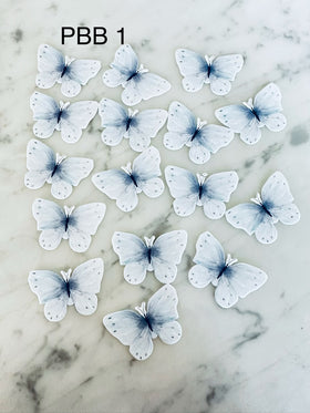 Edible Wafer Cake Cupcake Topper | Light Blubell Blue Butterfly (18 Pack)
