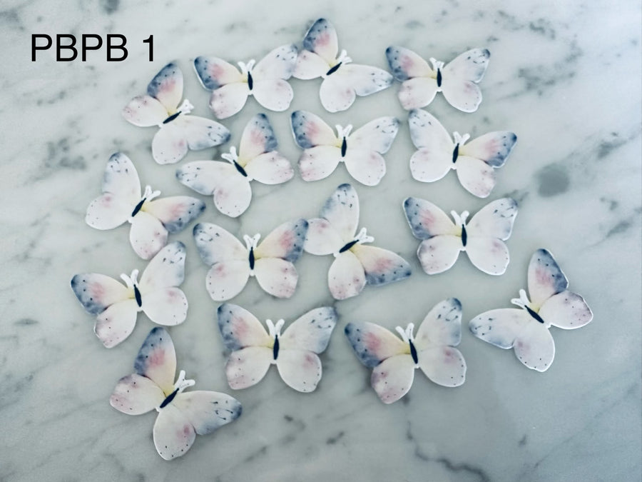Sugar and Spice by Uj Edible Wafer Cake Cupcake Topper | Pastel Blue, Pink & Yellow Butterfly (18 Pack)