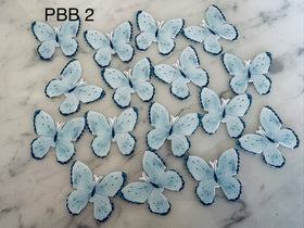 Edible Wafer Cake Cupcake Topper | Baby Blue Butterfly w Dark Wings (18 Pack)