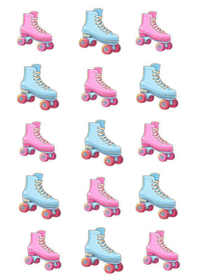 Roller Skate Roller Derby 15 x Edible Cupcake Toppers Pink & Blue