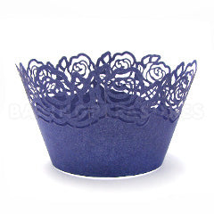 Rose Pearl Purplish Blue Lace Cupcake Wrappers 12pcs
