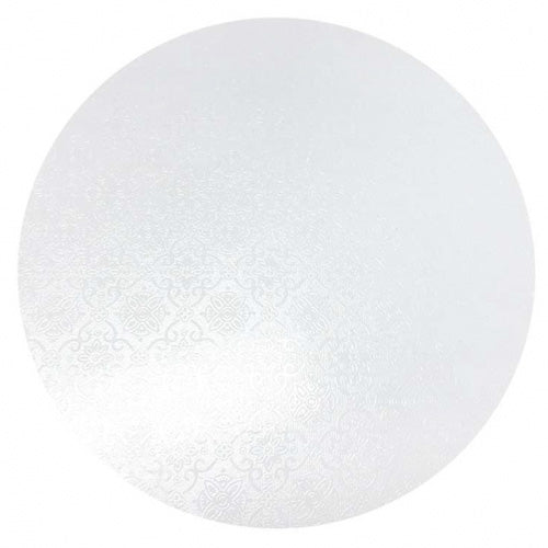Round White Masonite Cake Board 9 Inch (textured)
