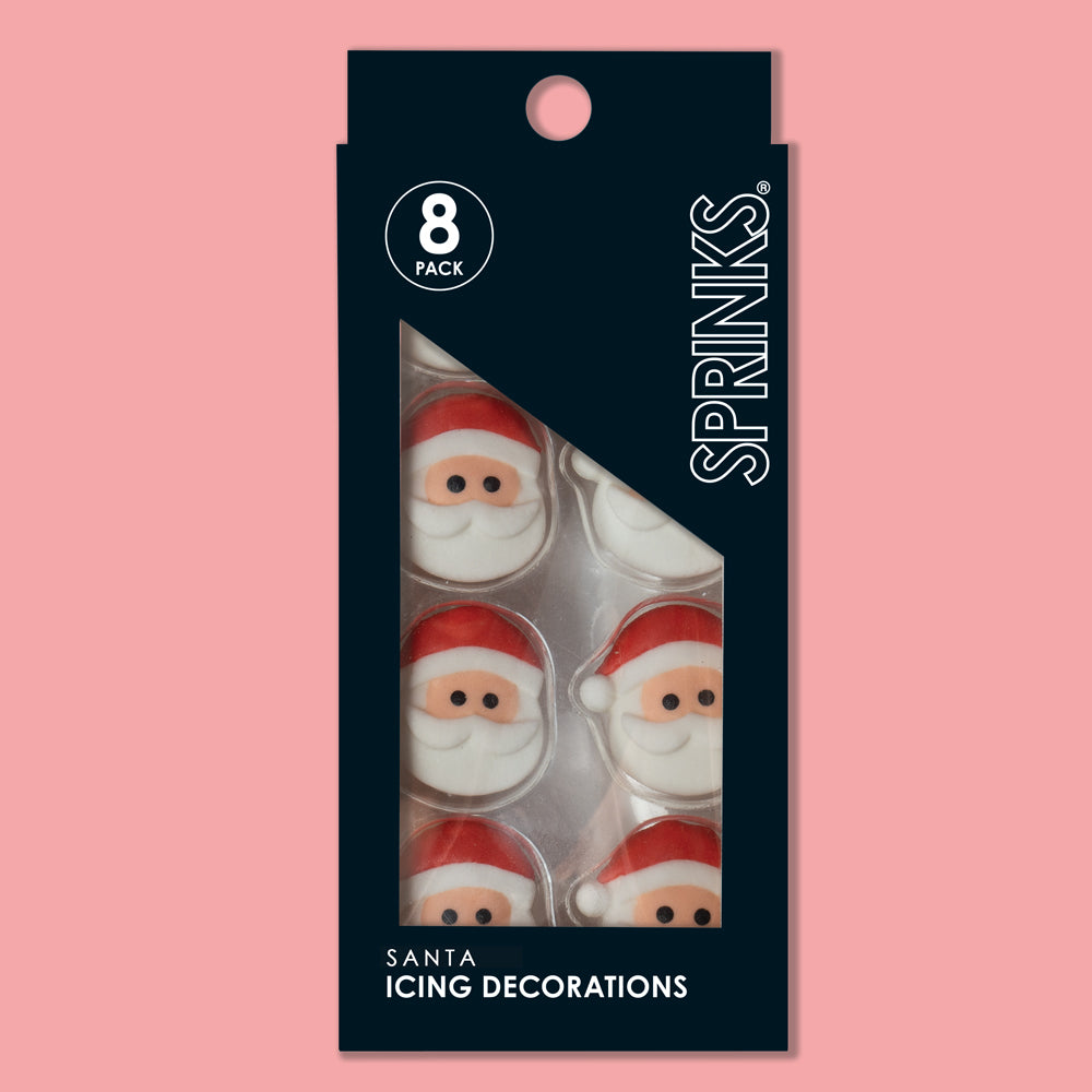 Sprinks Christmas Santa Icing Decorations 8 pcs Edible Toppers