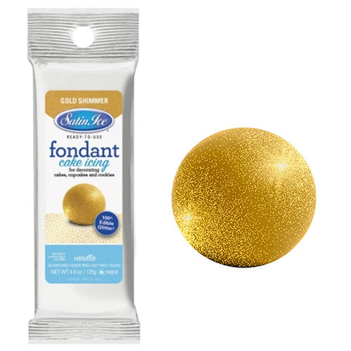 Satin Ice RTR Fondant Icing Gold Shimmer/Vanilla 125g