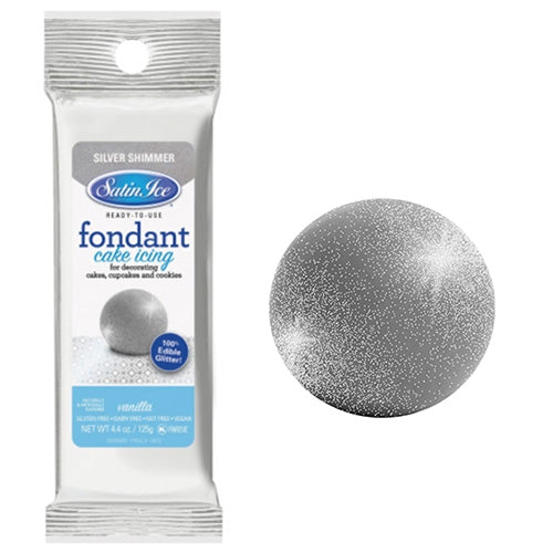 Satin Ice RTR Fondant Icing Silver Shimmer/Vanilla 125g