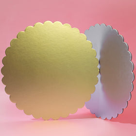 Scalloped Cake Board Gold 10 Inch