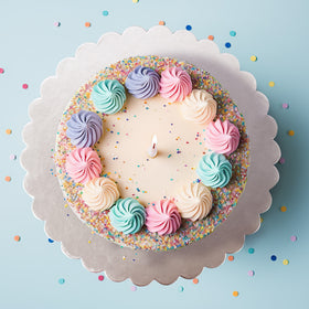 Scalloped Cake Board Silver 10 Inch