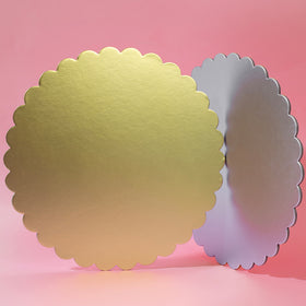 Scalloped Cake Board Silver 10 Inch